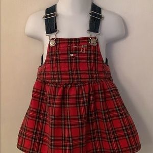 🤑Tommy Hilfiger denim/plaid jumper. Size 6-12M